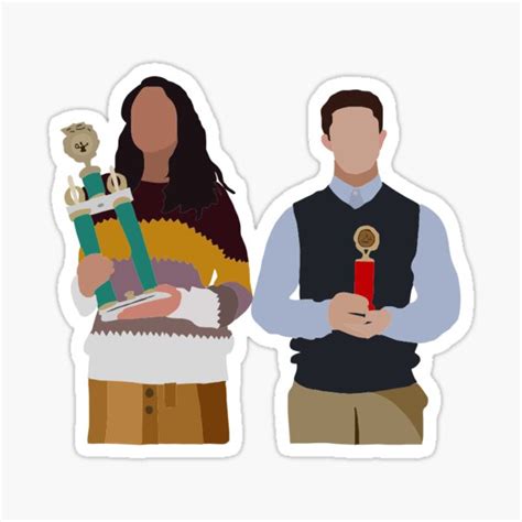 "devi and ben trophy cartoon" Sticker for Sale by gracynsinclair | Redbubble