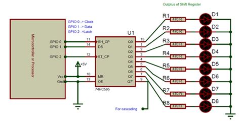 74HC595 Shift Register Pinout, Features, Circuit & Datasheet