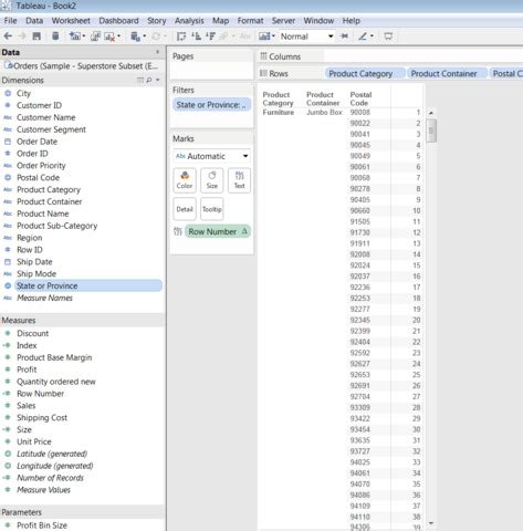 Excel Like Row Numbers on a Tableau Grid