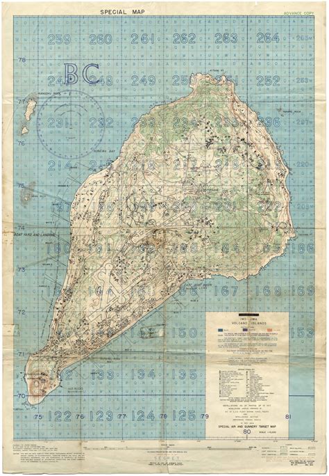 “SECRET” Situation Map of Iwo Jima prepared for the American invasion ...