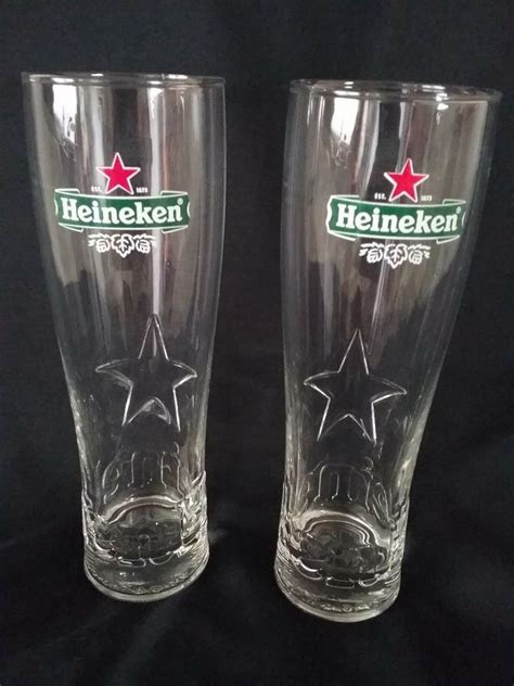 Heineken Beer Glasses NEW Style set of 2 nucleated bottom | #1981678955