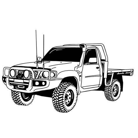 Nissan Patrol Ute Illustration PNG & JPEG Digital Download, 4x4 Clipart, 4 Wheeling, Bumper ...