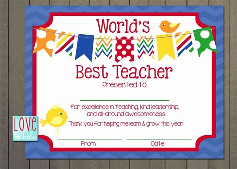 Teacher Appreciation Certificates Printable - Printable Word Searches