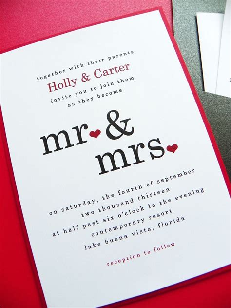 a wedding card with the word mr and mrs printed on it's back side