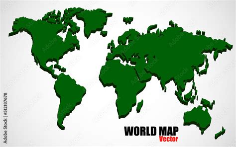 World map vector illustration. 3d Earth map on isolated background ...