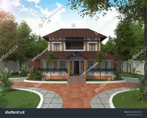 3d House Exterior Design Traditional House Stock Illustration ...