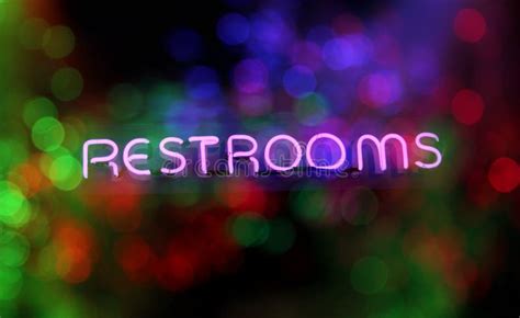 Neon Signs Wet Rainy Window Restroom Sign Stock Photo - Image of colorful, rainy: 222749084