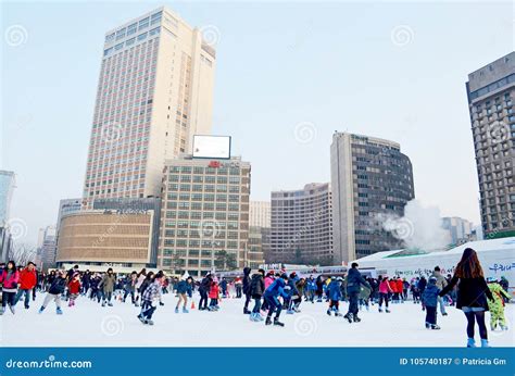 City Hall Ice Rink at Seoul Plaza in Winter Season. Near Seoul City Hall, in Seoul, South Korea ...