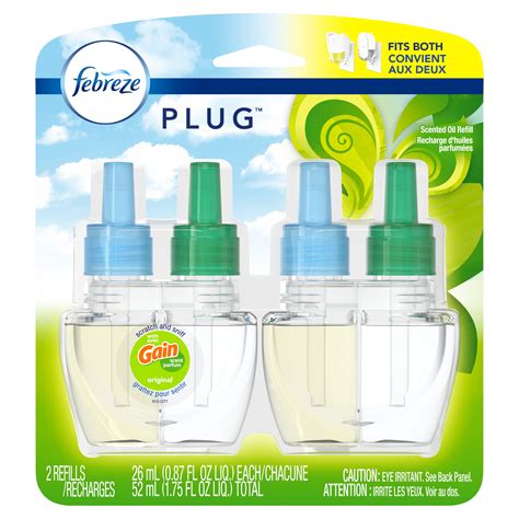 Febreze Plug Odor-Eliminating Air Freshener Refill, Gain Scent, 2 Ct ...