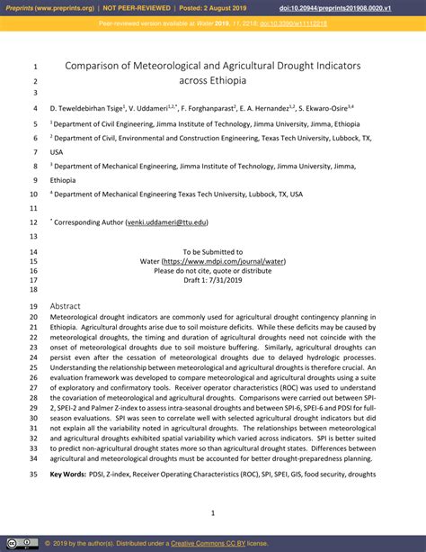 (PDF) Comparison of Meteorological and Agricultural Drought Indicators ...