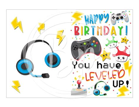 Video Game Birthday Card Printable Printable Gamer Birthday - Etsy