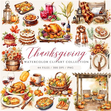 Thanksgiving Clipart Thanksgiving Table Harvest Clipart Turkey - Etsy