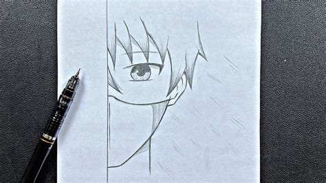 Easy anime drawing | how to draw anime boy half face wearing a mask easy step-by-step - YouTube