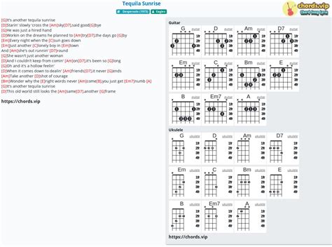 Chord: Tequila Sunrise - tab, song lyric, sheet, guitar, ukulele | chords.vip