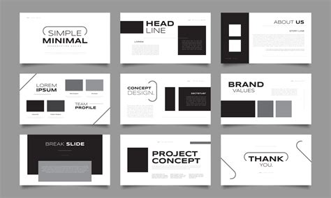 Simple Minimal Black and White Presentation Design Templates. Use for Presentation, Branding ...