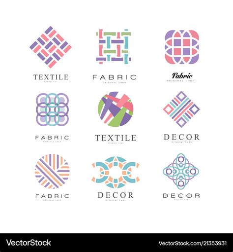 Flat set of abstract logos for fabric Royalty Free Vector