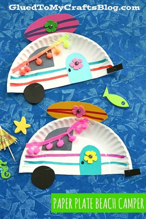 Paper Plate Beach Camper - Summer Kid Craft Idea | Camping crafts for kids, Summer crafts for ...