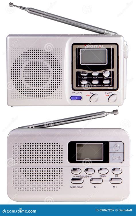 Modern radio stock image. Image of silver, isolated, portable - 69067207