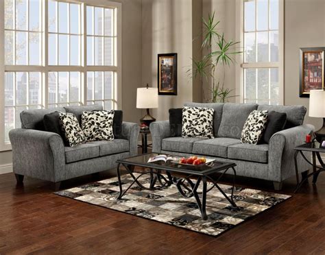 Grey Fabric Modern Sofa & Loveseat Set w/Options