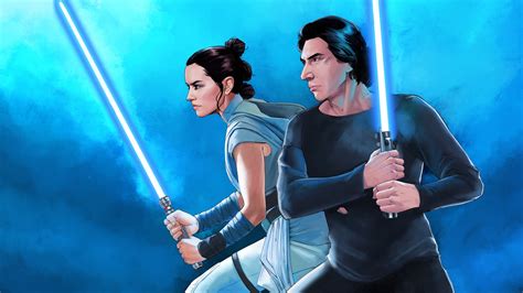 star wars the rise of skywalker ben solo lightsaber rey with blue background 4k hd movies ...