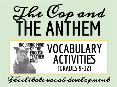 "The Cop and the Anthem" by O. Henry Vocabulary Games and Activities | Teaching Resources