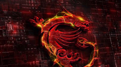 MSI Gaming Wallpaper 4K, Dragon, Fire, Red background