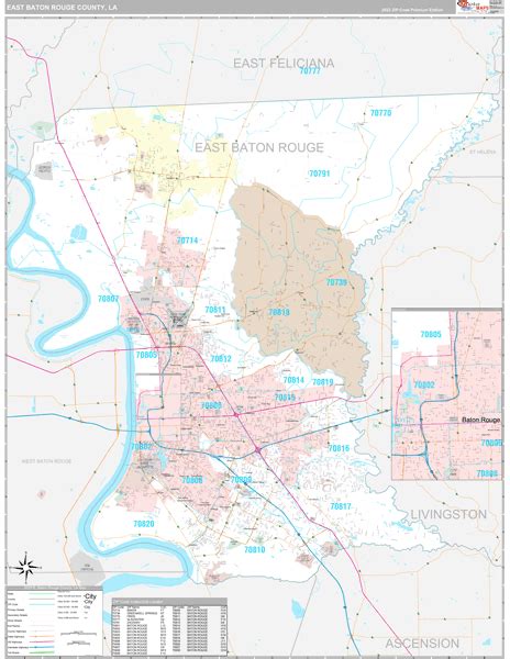 East Baton Rouge Parish (County) Wall Map - Premium - MarketMAPS