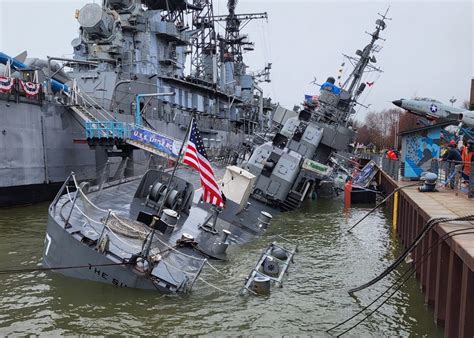 Historic WWII Destroyer USS The Sullivans Sinks At Pier