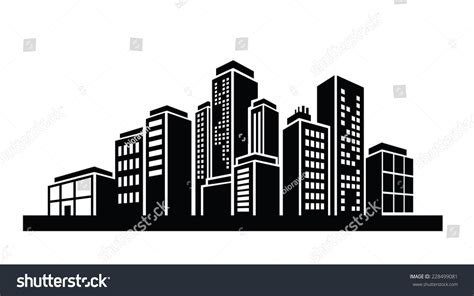 Vector Black Illustration Building Icon On Stock Vector 228499081 ...