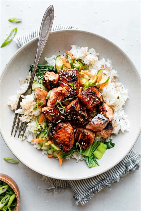 Quick & easy Soy-Glazed Seared Salmon Rice Bowls! Start by quickly ...