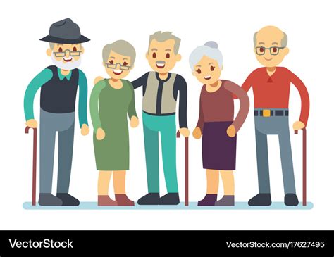 Group old people cartoon characters happy Vector Image