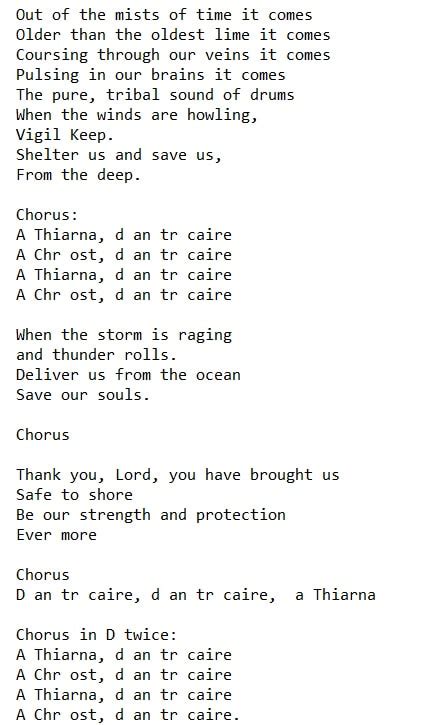 Heartland Celtic Thunder lyrics and Guitar chords - Irish folk songs