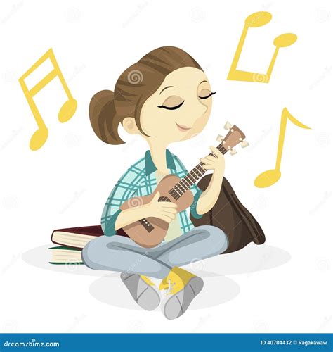 Cute Ukulele Girl stock vector. Illustration of full - 40704432