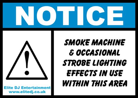 Warning Notice for lights, strobe etc