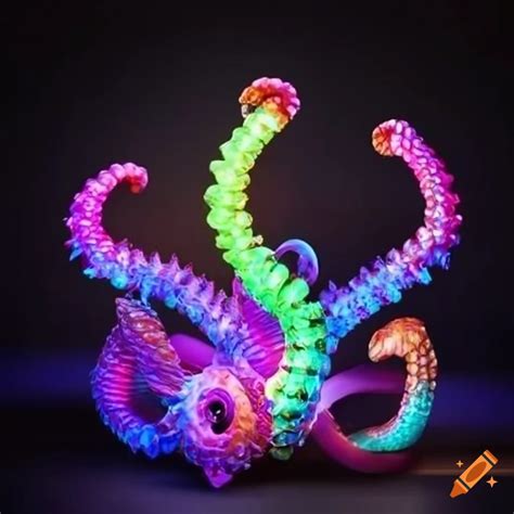 Bone lantern with tentacles emitting colorful light on Craiyon