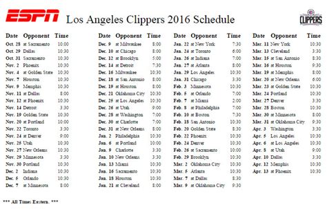 NBA Schedule Release 2015-16: Check Out The Clippers' Full Schedule ...