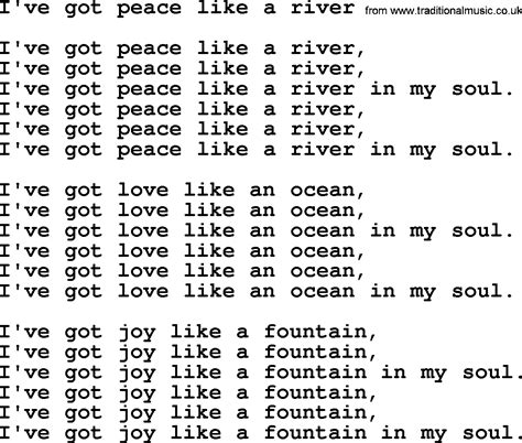 Presbyterian Hymn: I've Got Peace Like A River - lyrics, and PDF