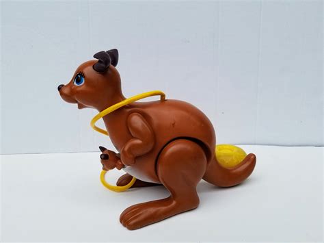 Vintage Fisher Price KATIE KANGAROO 1975 Jumping Toy With Baby Joey Make Her Jump by Squeezing ...