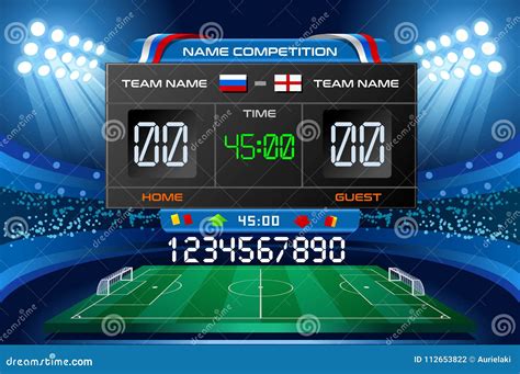 Electronic Scoreboard Football Stadium Wallpaper Stock Vector ...