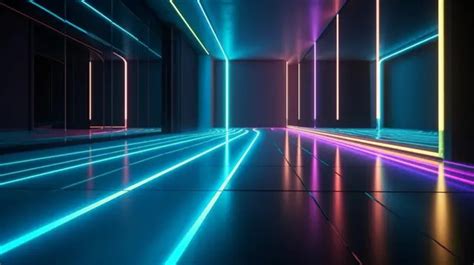 Neon Wallpapers Neon Corridor With Glowing Lines Background, 3d Rendering Illustration Glowing ...