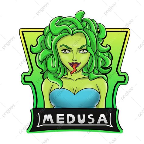 Medusa Green Cartoon Logo, Medusa, Cartoon Sign, Banshee PNG Transparent Clipart Image and PSD ...