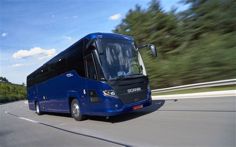 4k, Scania Touring, road, 2018 buses, blue bus, passenger transport ...