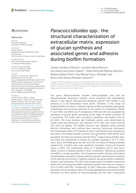 (PDF) Paracoccidioides spp.: the structural characterization of ...