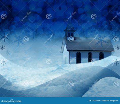 Christmas Church Snow Scene Stock Illustration - Illustration of flakes ...