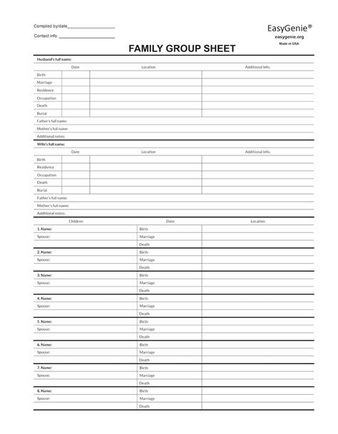 EasyGenie Blank Two-Sided Family Group Sheets for Genealogy (40 sheets