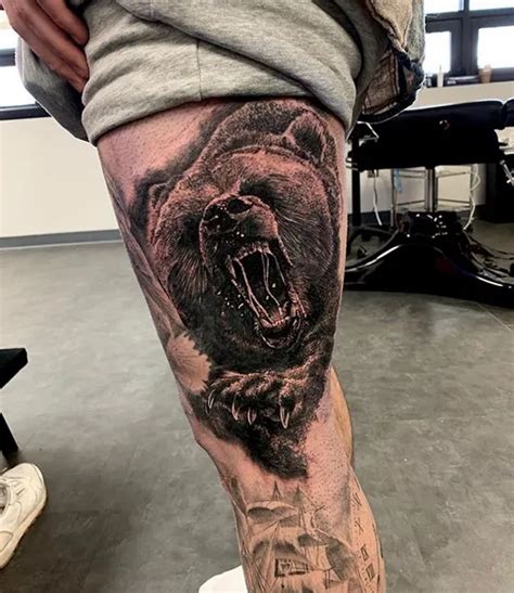 Bear Tattoo - For Family, Strength, Perseverance [Guide for 2021] - Tattoo Stylist | Bear tattoo ...