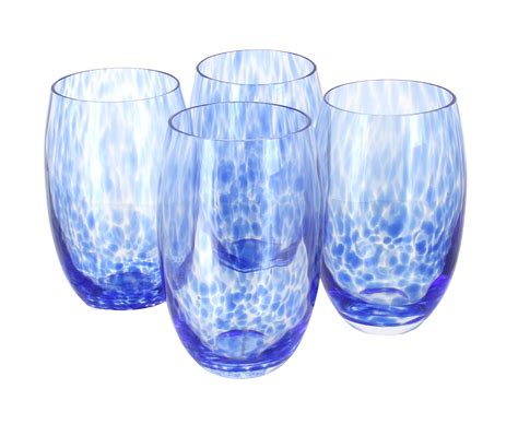 Blue Rose Polish Pottery Cobalt Confetti Water Glass Set - Walmart.com