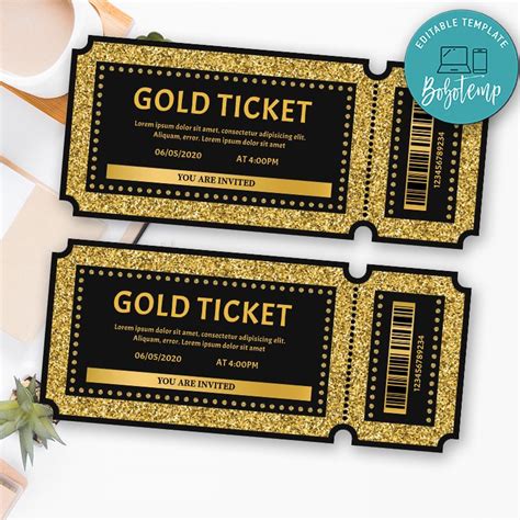 Editable Golden Ticket Template