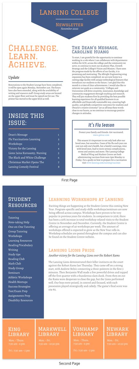 College Newsletter Template - Venngage