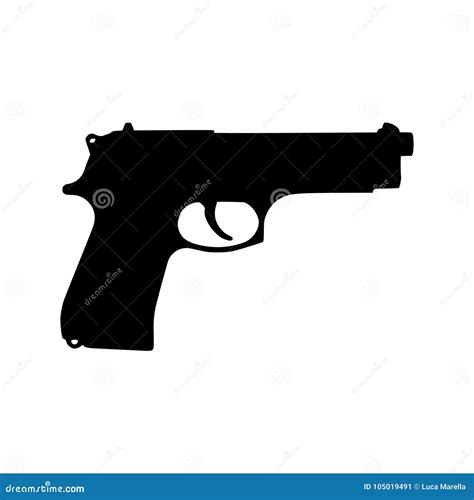 Gun Silhouette Isolated - PNG Stock Image - Illustration of handgun, object: 105019491